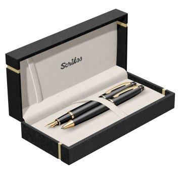 Scrikss 35 Dolma-Tükenmez Kalem Set -Mat Siyah - Altın