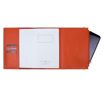 Victoria's Journal Zipco Clutch Yumuşak Koruyuculu Lastikli Fermuarlı Cepli Çizgili Blok Not Defteri  Turuncu