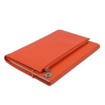 Victoria's Journal Zipco Clutch Yumuşak Koruyuculu Lastikli Fermuarlı Cepli Çizgili Blok Not Defteri  Turuncu