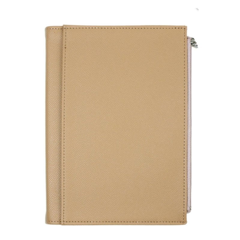 Victoria's Journal Zipco Koruyuculu Cepli, Fermuarlı Çizgili Blok Not Defteri 14 x 20 Bej